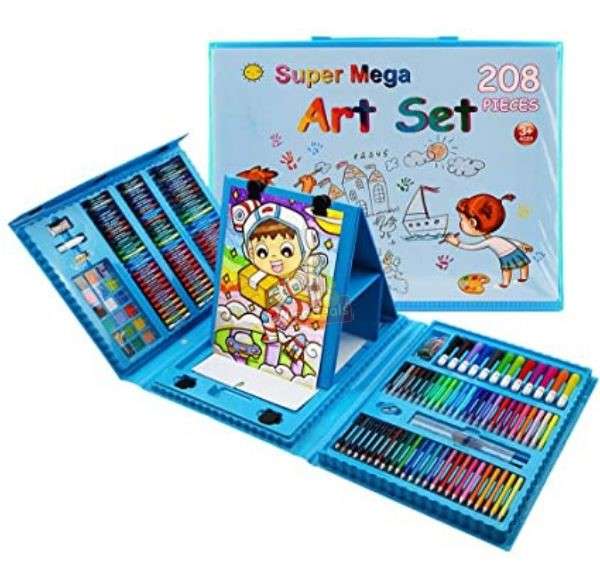 208 Pieces Colouring Kit for Kids – Art & Craft Set with Colored Pencils, Crayons, Pastel Colors, Paint Brushes & Drawing Supplies