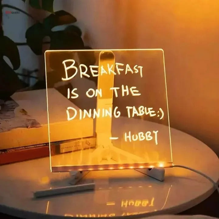3D Acrylic LED Writing Pad with 7 Color Markers – Transparent Message Board & LED Night Light