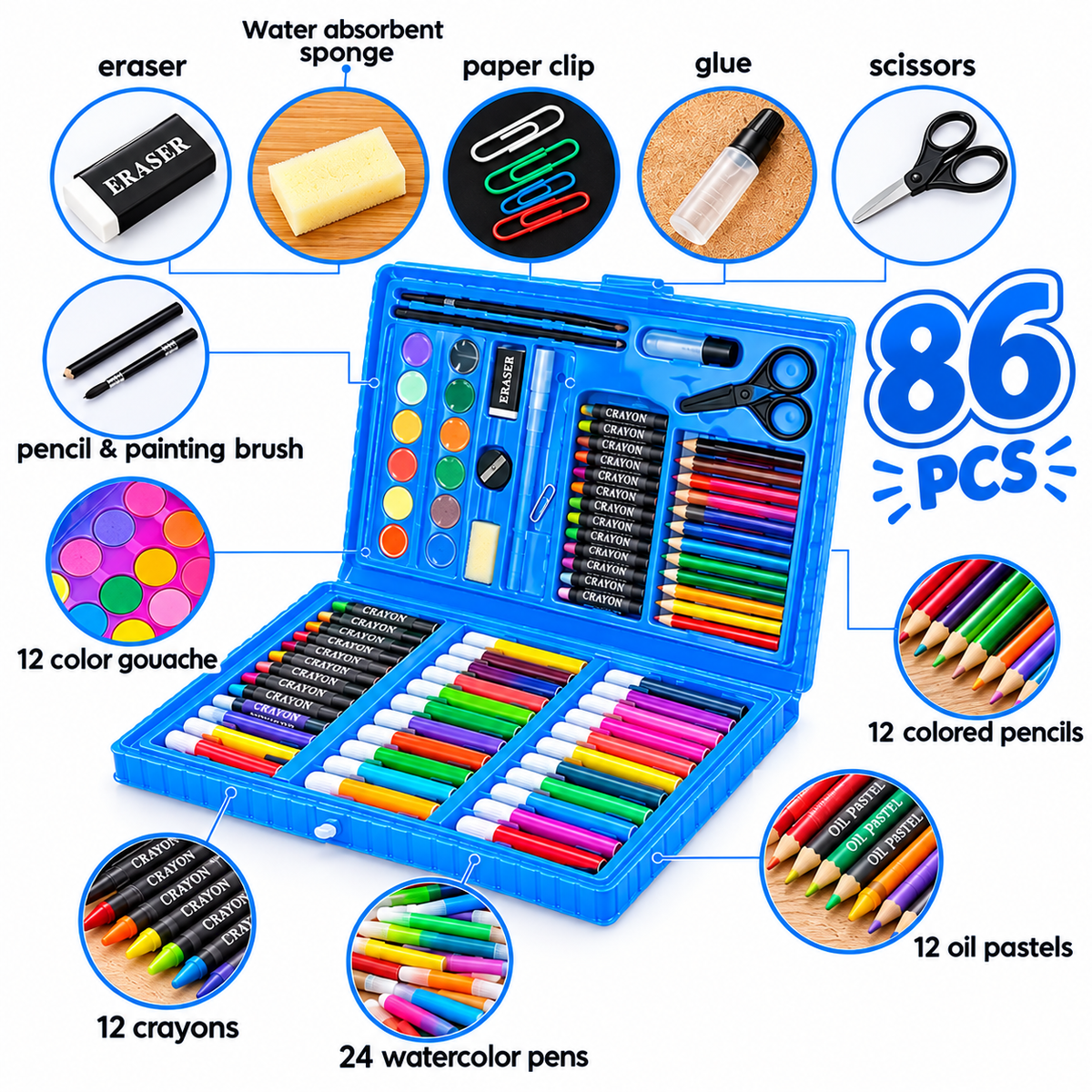 86 Pieces Color Kit for Kids