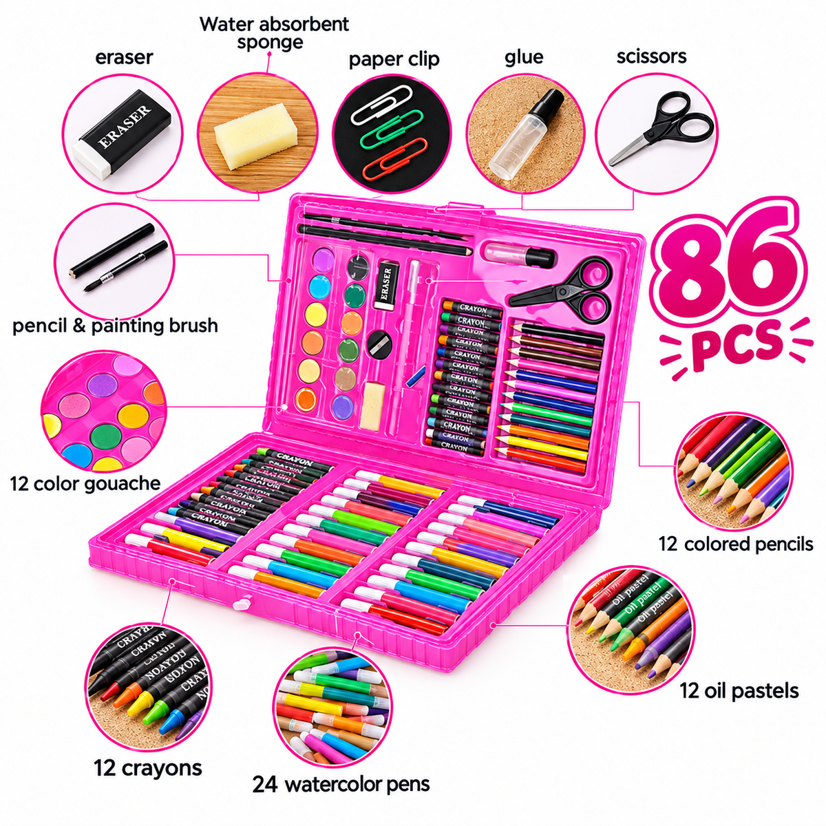 86 Pieces Color Kit for Kids