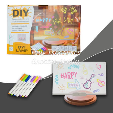 3D Acrylic LED Writing Pad with 7 Color Markers – Transparent Message Board & LED Night Light