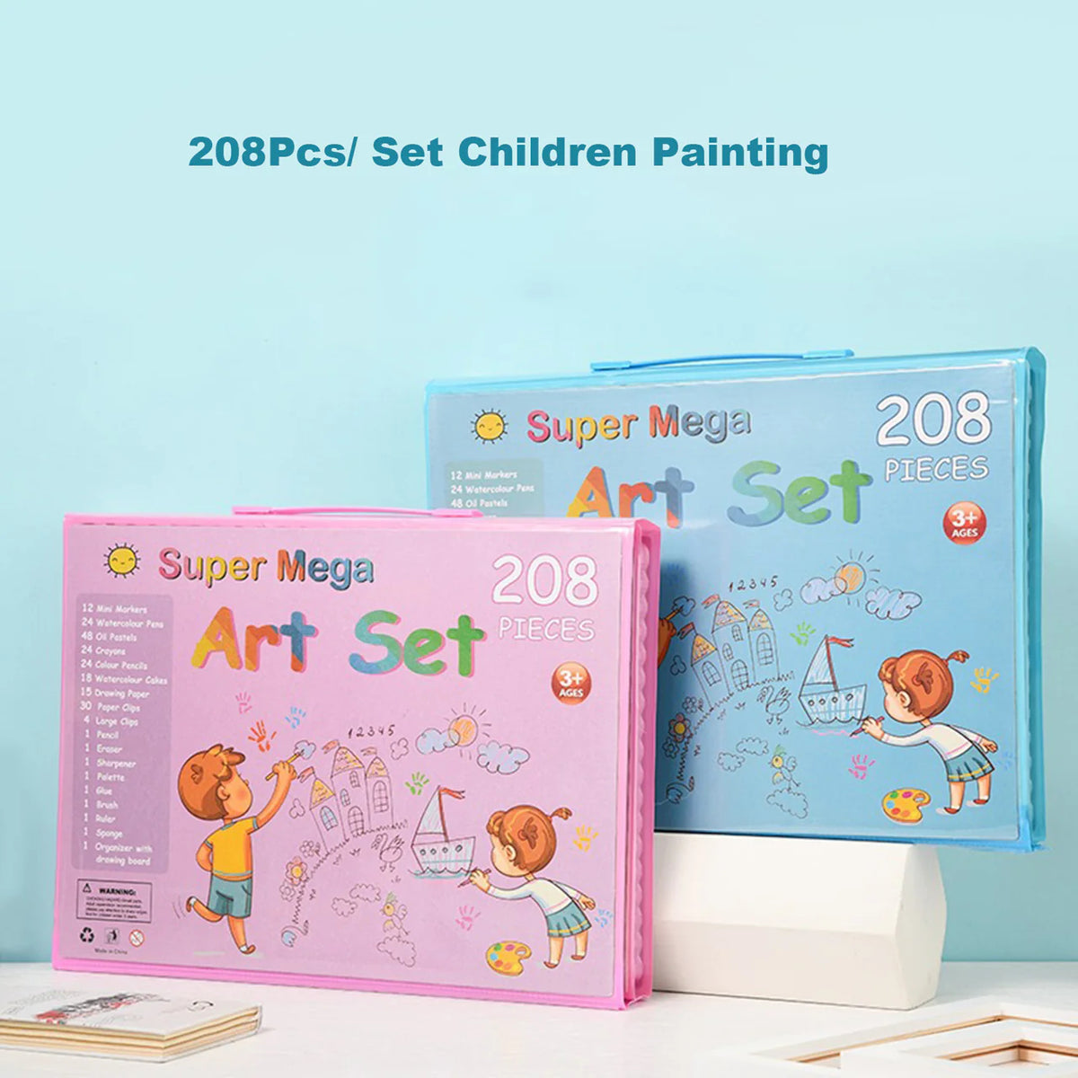 208 Pieces Colouring Kit for Kids – Art & Craft Set with Colored Pencils, Crayons, Pastel Colors, Paint Brushes & Drawing Supplies